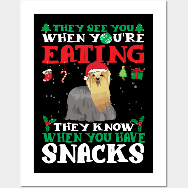 Christmas Dog Eating Snacks Wall Art by CyberpunkTees